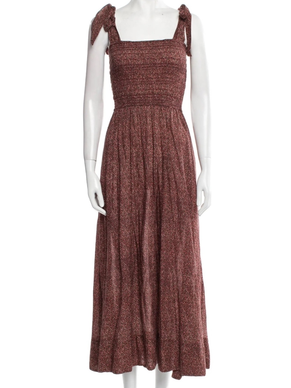 Doen | Smocked Tie-Shoulder Midi Dress | Floral | Medium - Picture 2 of 12
